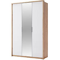 Шафа двостулкова в спальню, у передпокій 3-дверна з дзеркалом Asti/Асті Дуб Крафт — Глянець Білий TM Міро Марк