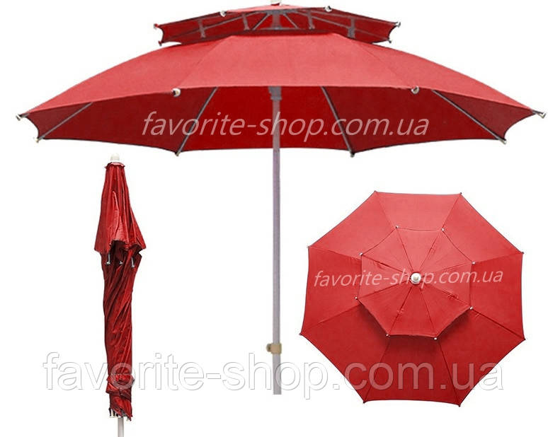 Пляжна парасолька 2.7м з подвійним куполом в чохлі, фото 1