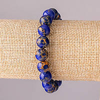 Браслет Варисцит синій ім. на резинці гладка кулька d-10мм L- 18см купити біжутерію оптом в інтернеті