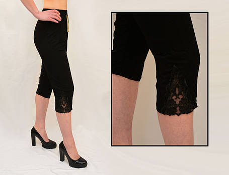 Бриджі жіночі трикотажні з ажурною вставкою великі розміри Kenalin 3XL/4XL, фото 1