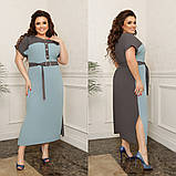 Стильна жіноча сукня міді з поясом Тканина: софт Розміри 44-46, 48-50, 52-54, 56-58, фото 4