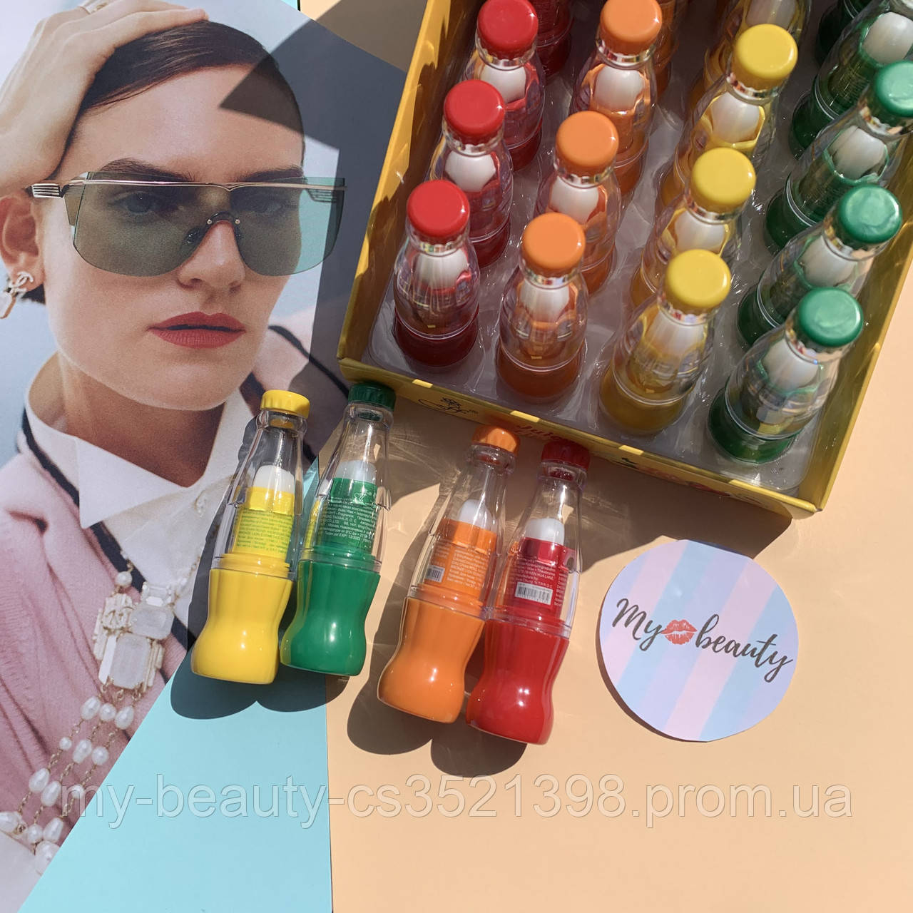 Набір бальзамів для губ ( 4 різні смаки) Juicy Lip Balm Ffleur LB-19 А