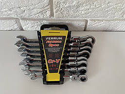 Набір рожково-накидних ключів з трещеткой на кардане Ferrum : 8 шт