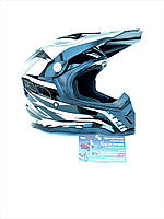 Шлем кроссовый/эндуро/АТV BLD-819-7 ЧЕРНЫЙ глянец с бело-серым рисунком