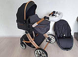 Дитяча універсальна комбінована коляска 2в1 для новонароджених дітей із поворотним блоком чорна, фото 4