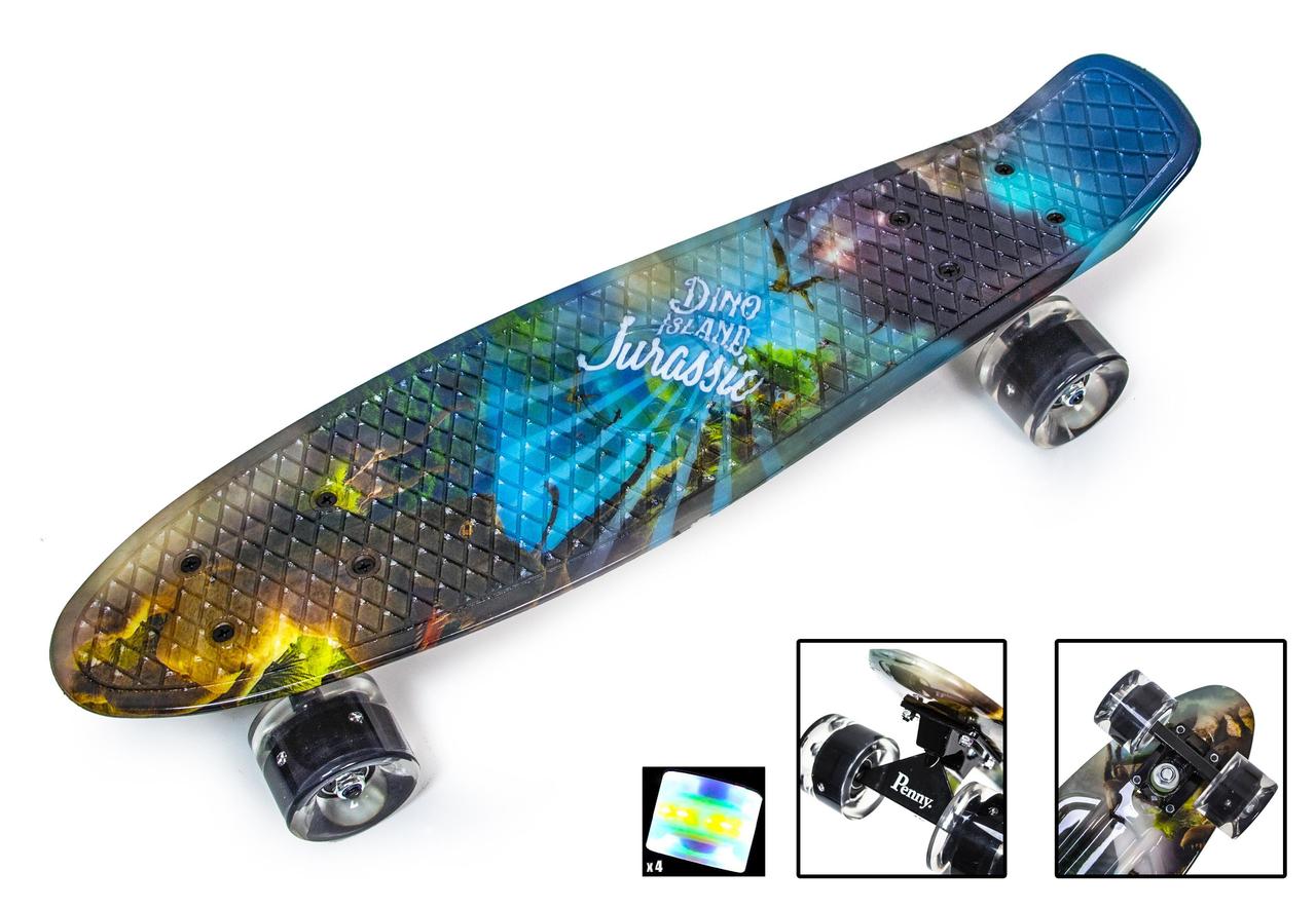 Скейт PENNY BOARD 22 "ДИНОЗАВР" СВІТЯТЬСЯ КОЛЕСА