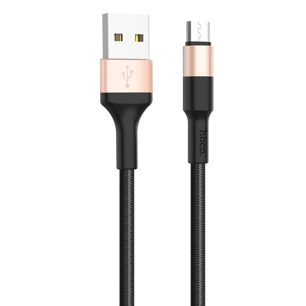 DR Кабель Hoco X26 USB to MicroUSB 1m black gold, фото 1