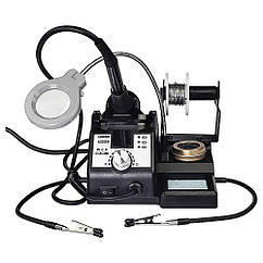 DR Паяльна станція WEP 926 LED-IV, паяльник, цифрова індикація, лупа, підсвітка, тримачі плат і припою,