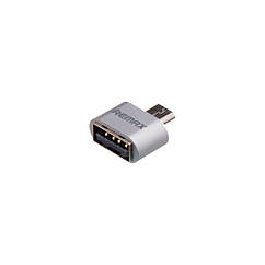 DR Адаптер перехідник Remax RA-OTG MicroUSB to USB 2.0 (F) сріблястий