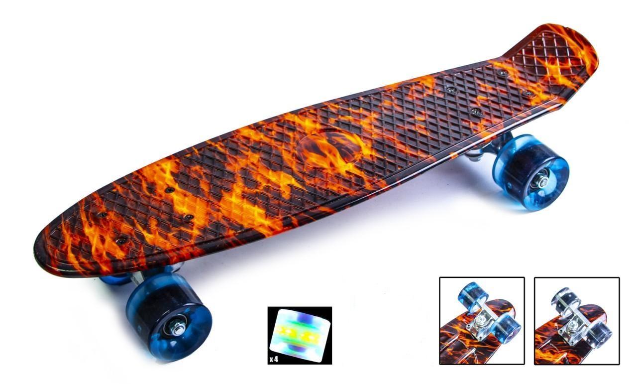 Скейт Penny Board 22 Скейтборд ORIGINAL Fire Вогонь Світяться колеса