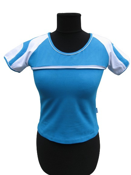 Спортивна жіноча дитяча футболка стрейчева коротка блакитна розмір 40 р42