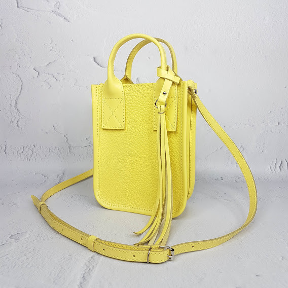 Сумка жіноча "Амелі"" натуральна шкіра, жовта з тисненням перли, фото 1