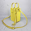 Сумка жіноча "Амелі"" натуральна шкіра, жовта з тисненням перли, фото 2