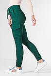 Джогери жіночі брюки з стрейч-котону, приталені жіночі штани бордові з кишенями VS 1087, фото 6