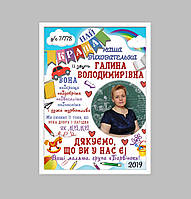 Постер вітальний для вихователя(з фото) Друк + оформлення в рамку А4