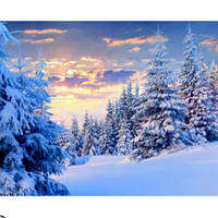 Алмазная вышивка Зимний пейзаж с елками