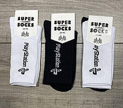 Жіночі демісезонні шкарпетки Super Socks чорно-білі з написами бавовна високі розмір 36-40 12 шт в уп