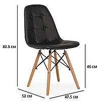 Черный обеденный стул из экокожи VM M-01 на буковых ножках в скандинавском стиле