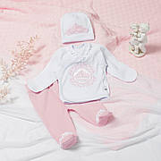 Детский костюм для новорожденного  на выписку 3 предмета: распашонка ползунки шапочка 56 и 62 см