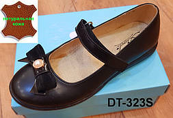 Шкіряні туфлі для дівчинки колір чорний 34р-22см