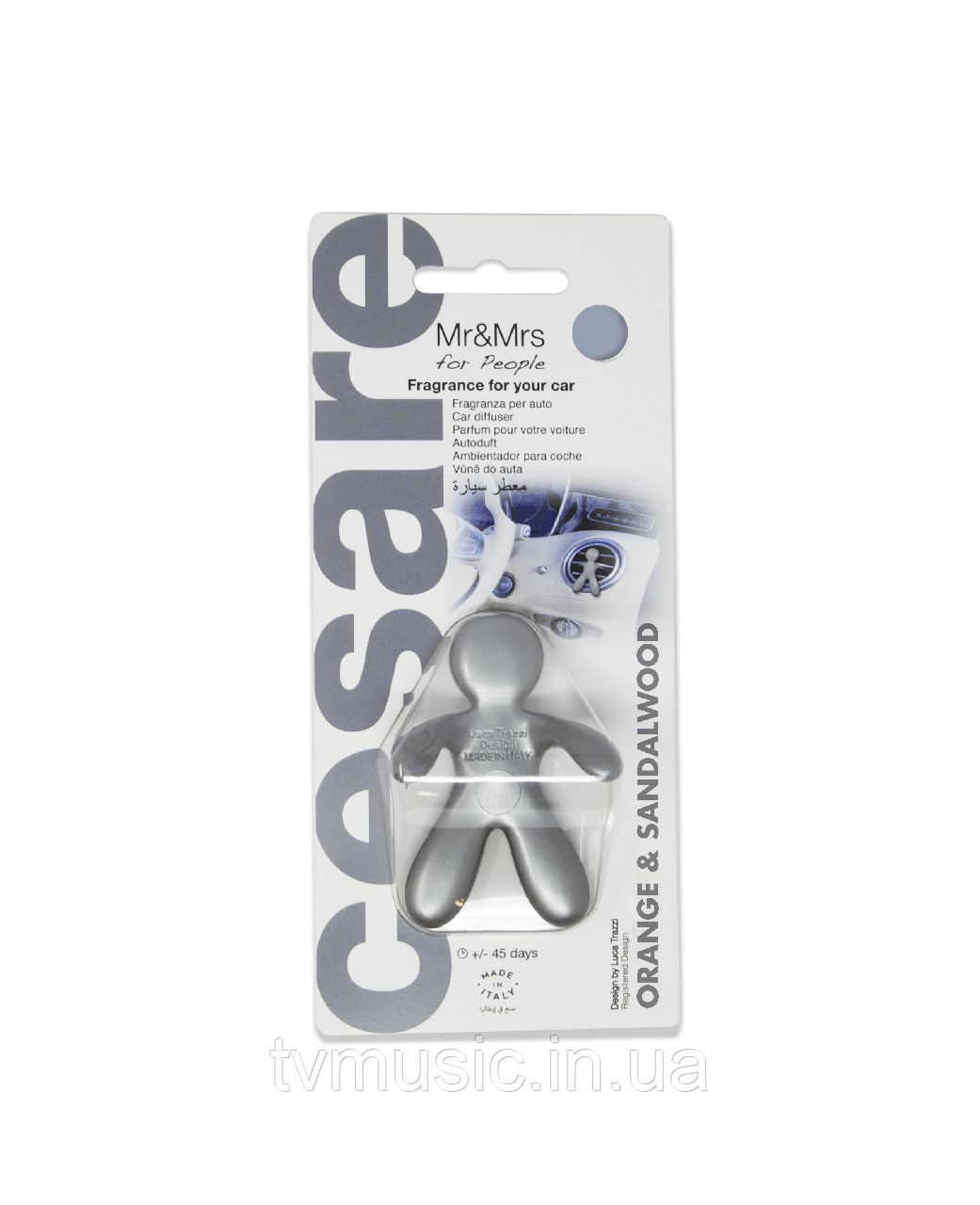 Ароматизатор в машину Mr&Mrs CESARE BLISTER Orange & Sandalwood - Silver