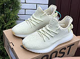 Жіночі спортивні кросівки Adidas Yeezy Boost 350 v2 сітка літні лимонні, фото 6