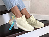 Жіночі спортивні кросівки Adidas Yeezy Boost 350 v2 сітка літні лимонні, фото 3