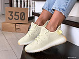 Жіночі спортивні кросівки Adidas Yeezy Boost 350 v2 сітка літні лимонні, фото 5