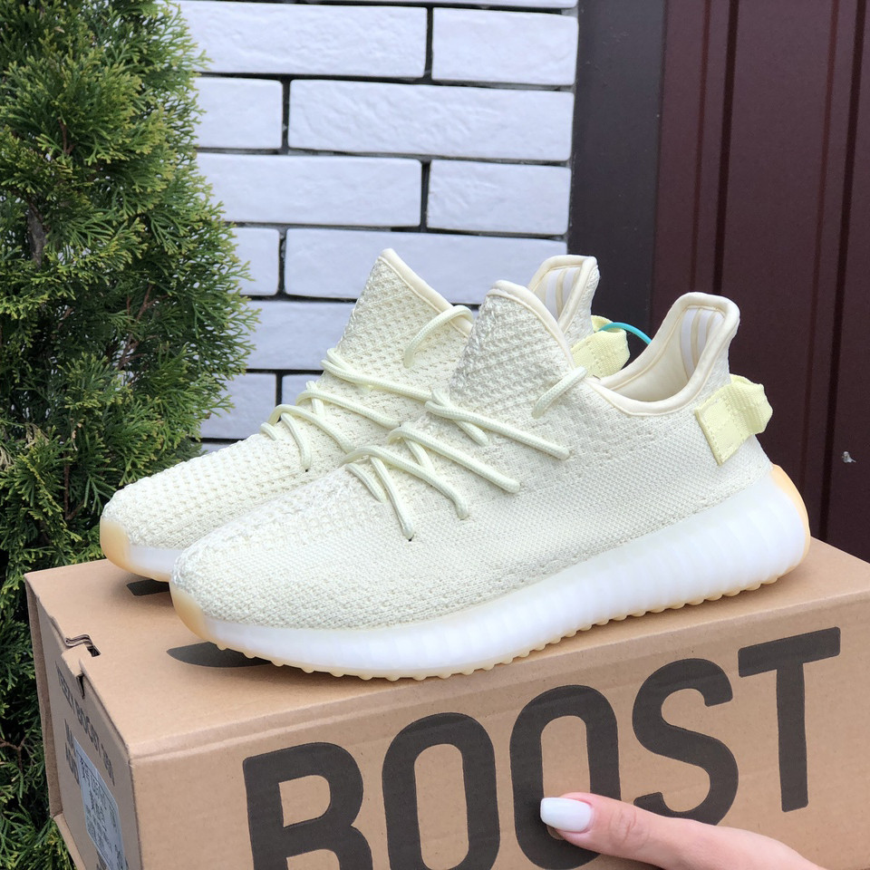 Жіночі спортивні кросівки Adidas Yeezy Boost 350 v2 сітка літні лимонні