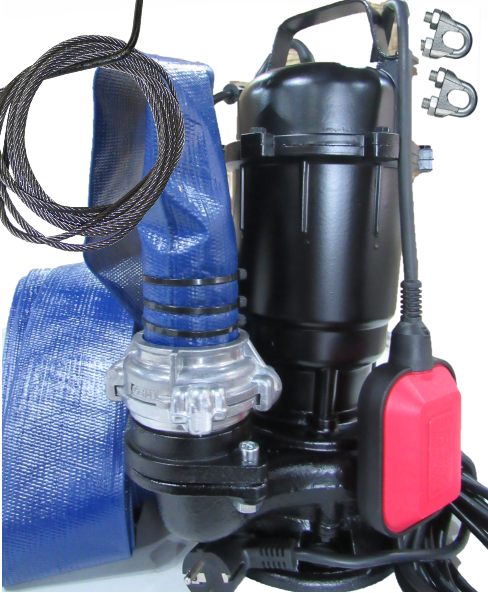 Фекальний насос AkWa PUMPS WQD 1,1 кВт чавунний корпус із подрібнювачем + шланг, гайки, трос силікон, перч., фото 1