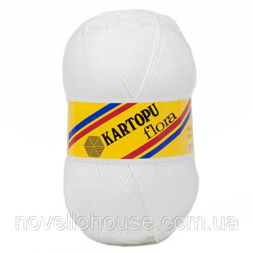 Kartopu FLORA (Картопу Флора) № 010 білий (Пряжа 100% акрил, нитки для в'язання)