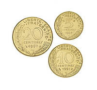 Франция набор из 3 монет 1997-1998 UNC 5, 10, 20 сантимов