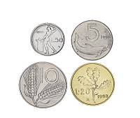 Італія набір із 4 монет 1993-1996 UNC 5, 10, 20, 50 літрів