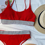 Купальник червоний сексуальний із гумкою комплект білизни для купання літній, фото 2