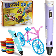 Дитяча 3D ручка 3DPen-3 для малювання з LCD дисплеєм і підставкою, в наборі 10м кольорового пластику, (4