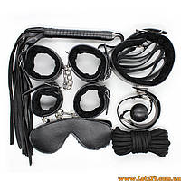 Фетиш набір для БДСМ плетка маска бондаж наручники кляп нашийник повідець набір пані набір господаря