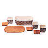 Хлібниця Kamille 36см з бамбукового волокна з бамбуковою кришкою і з 3 ємностями 11см KM-1131, фото 2