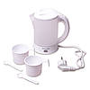 Чайник електричний Kamille 0.6 л пластиковий (білий/матовий c чашками і ложками) KM-1718A, фото 2