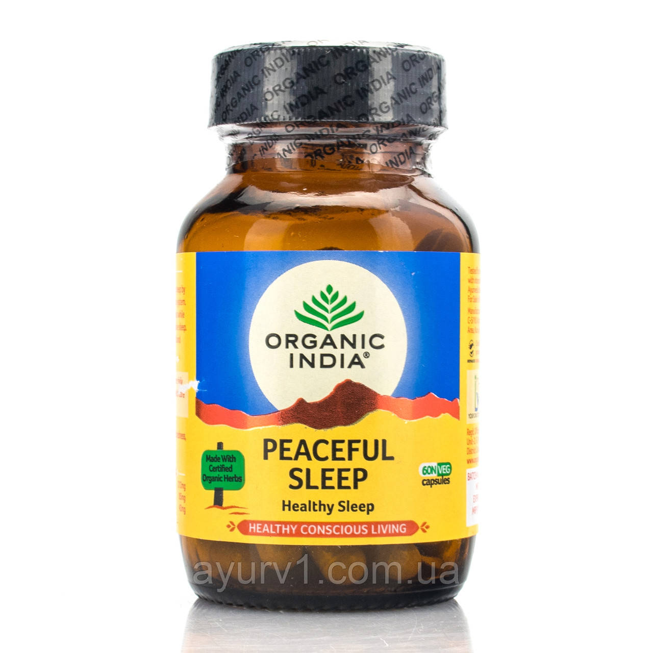Писфул сліп від безсоння, стресу, тривожності натуральний засіб /Peaceful Sleep Organic India/60 кап. засіб від безсоння, стресу,