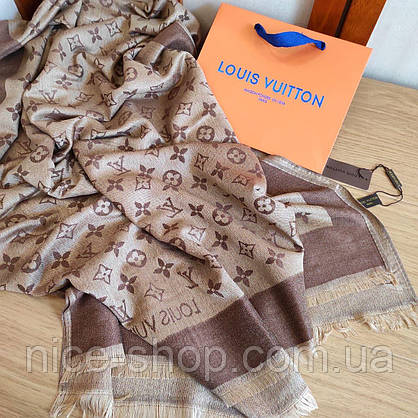 Палантин Louis Vuitton коричневий комбі, фото 6
