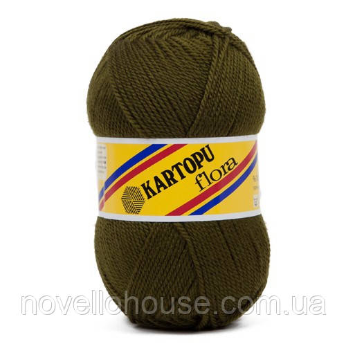 Kartopu FLORA (Картопу Флора) № 410 хаки (Пряжа 100% акрил, нитки для в'язання)