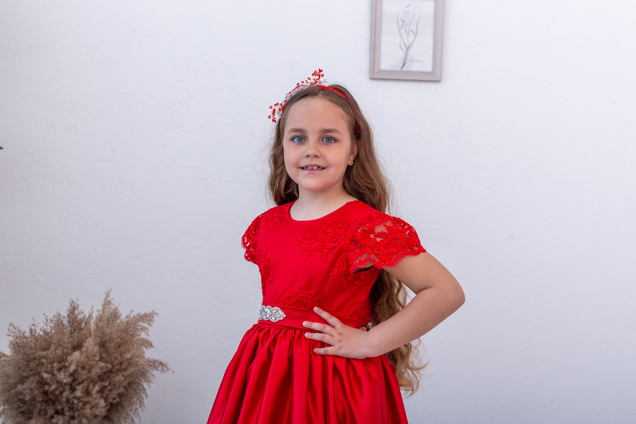 Ошатне пишне червоне плаття для дівчинки - фото 3 - id-p1411071527