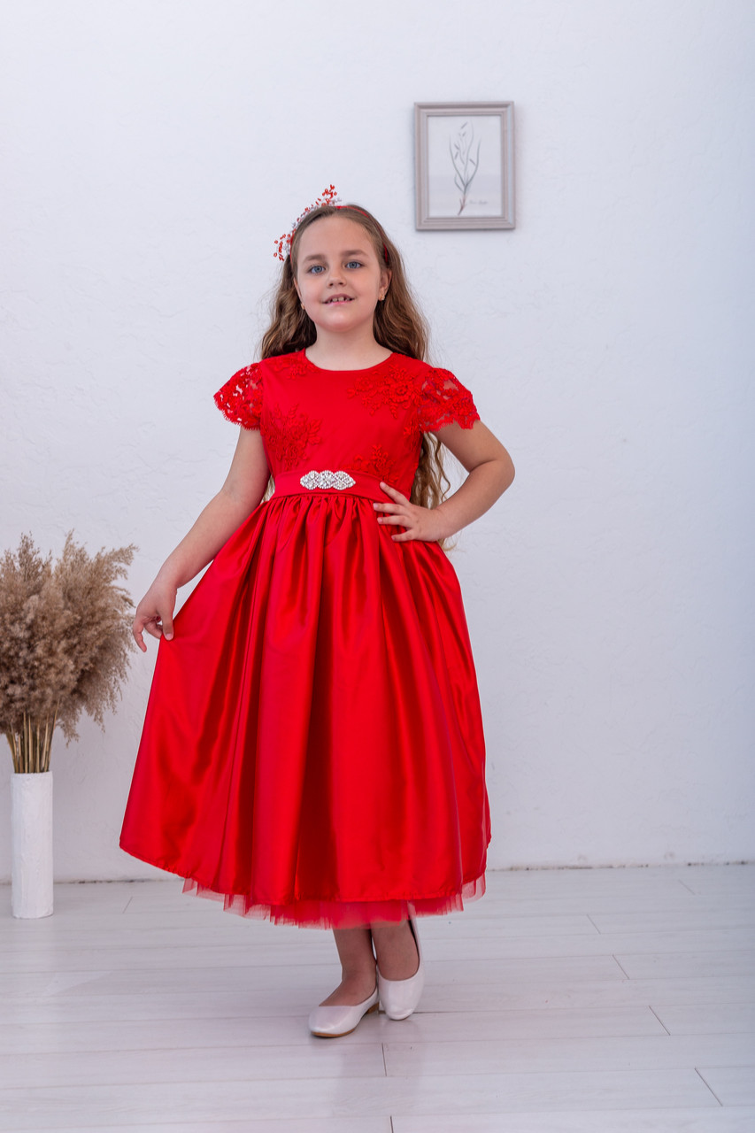 Ошатне пишне червоне плаття для дівчинки - фото 2 - id-p1411071527
