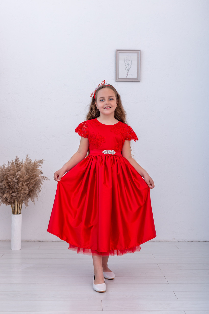Ошатне пишне червоне плаття для дівчинки - фото 1 - id-p1411071527