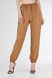 Літні штани жіночі на манжеті, літні жіночі штани на резинці під льон, штани на літо VS 1118 хакі, фото 5