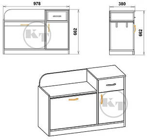 Тумба для взуття ТО-4 662х978х380мм Компаніт Вільха, фото 2