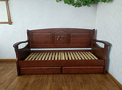Дерев'яний диван ліжко з висувними ящиками від виробника "Орфей Преміум - 3" (з фігурним підлокітником), фото 3