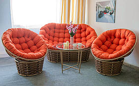 Комплект плетених меблів диван, кавовий столик та 2 крісла для тераси та саду Фемелі Альфа