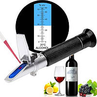 Рефрактометр RHW-80ATC (0-80 % v/v) для вина коньяка cо шкалой для алкоголя