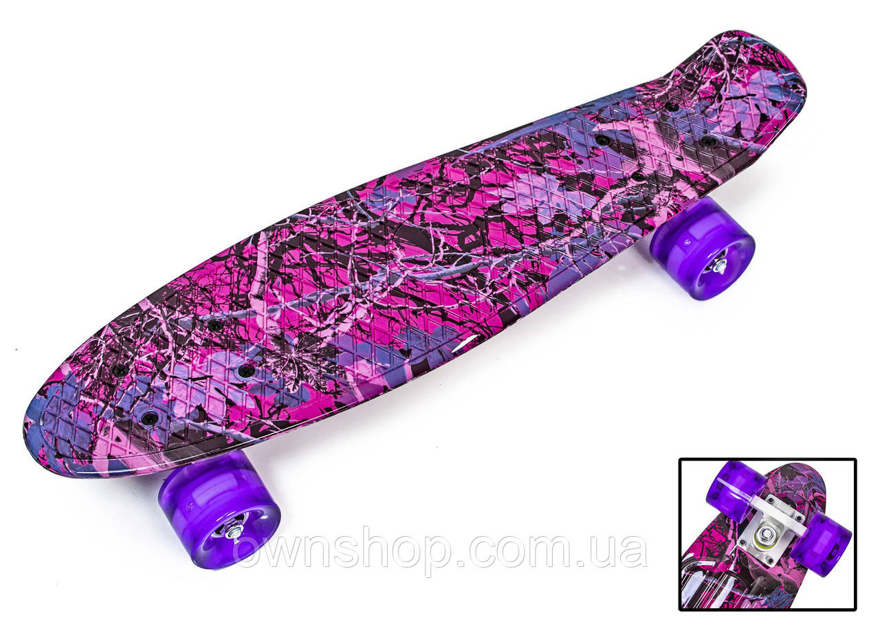 Пенніборд "Рожевий ліс" 22" Світні колеса., фото 1
